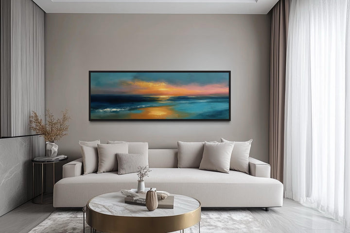 Long Horizontal Panoramic Seascape Ocean Sunset Wall Art