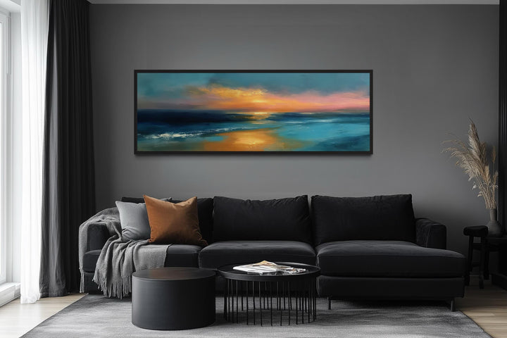 Long Horizontal Panoramic Seascape Ocean Sunset Wall Art