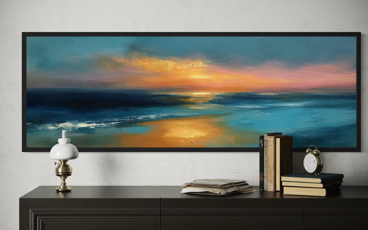 Long Horizontal Panoramic Seascape Ocean Sunset Wall Art