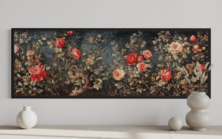 Long Narrow Horizontal Vintage Framed Wall Tapestry On Canvas