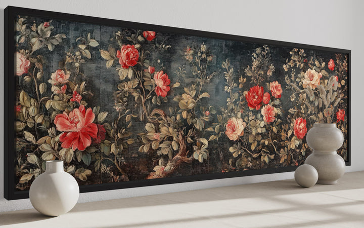Long Narrow Horizontal Vintage Framed Wall Tapestry On Canvas