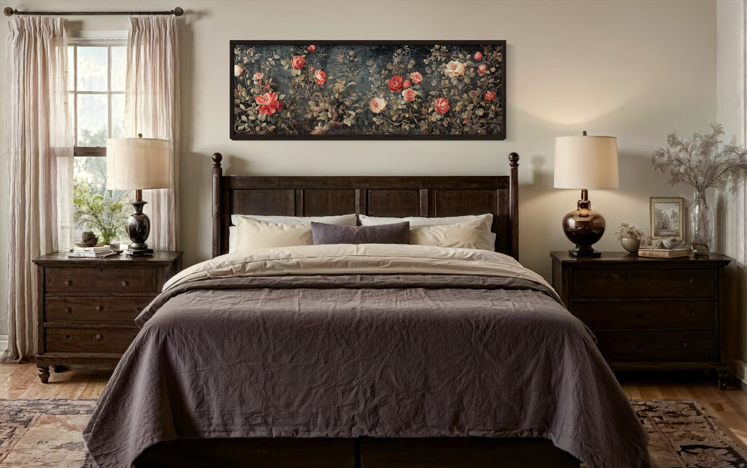 Long Narrow Horizontal Vintage Framed Wall Tapestry On Canvas
