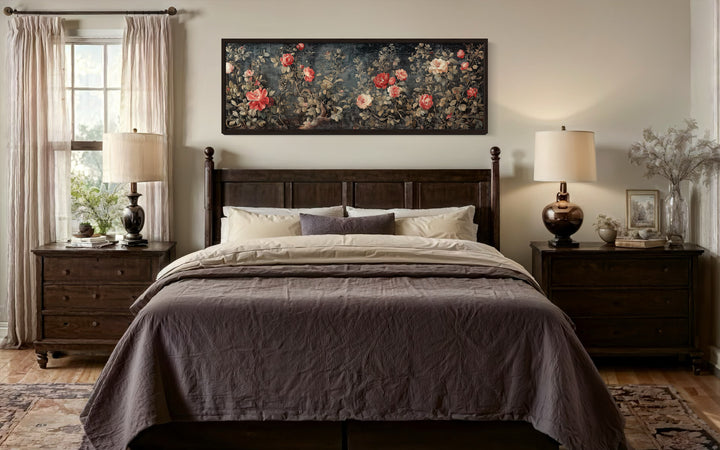 Long Narrow Horizontal Vintage Framed Wall Tapestry On Canvas