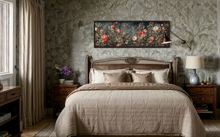 Long Narrow Horizontal Vintage Framed Wall Tapestry On Canvas