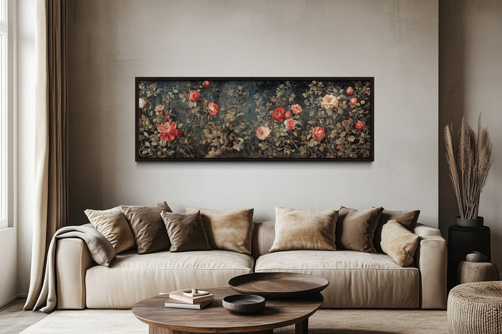 Long Narrow Horizontal Vintage Framed Wall Tapestry On Canvas