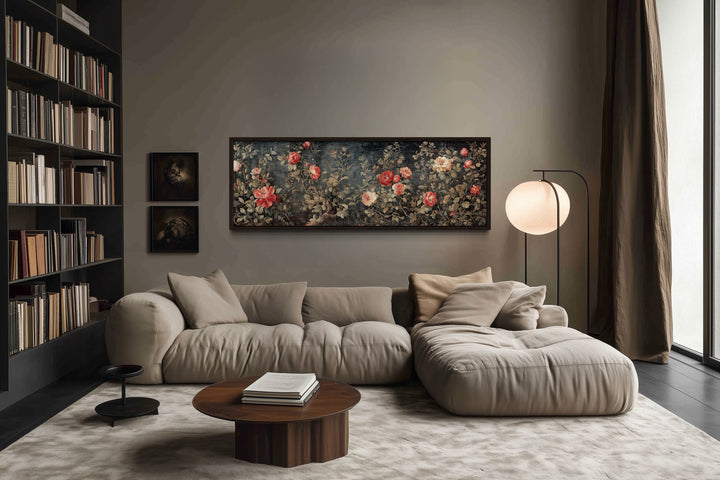 Long Narrow Horizontal Vintage Framed Wall Tapestry On Canvas
