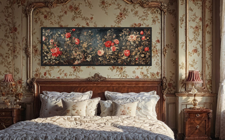 Long Narrow Horizontal Vintage Framed Wall Tapestry On Canvas
