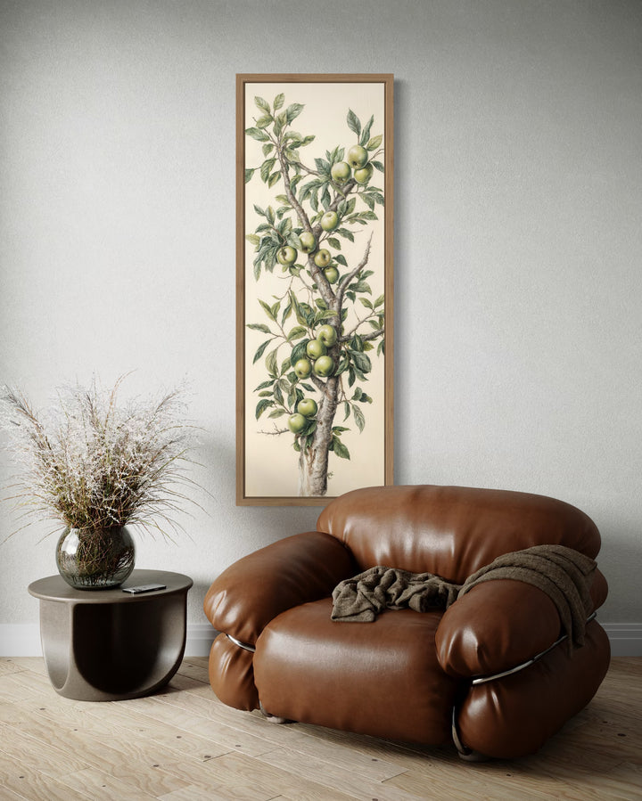 Long Vertical Apple Tree Branch Framed Canvas Wall Art