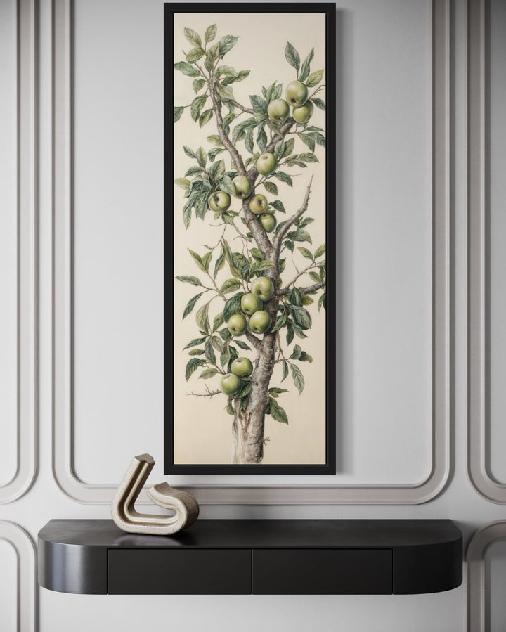 Long Vertical Apple Tree Branch Framed Canvas Wall Art