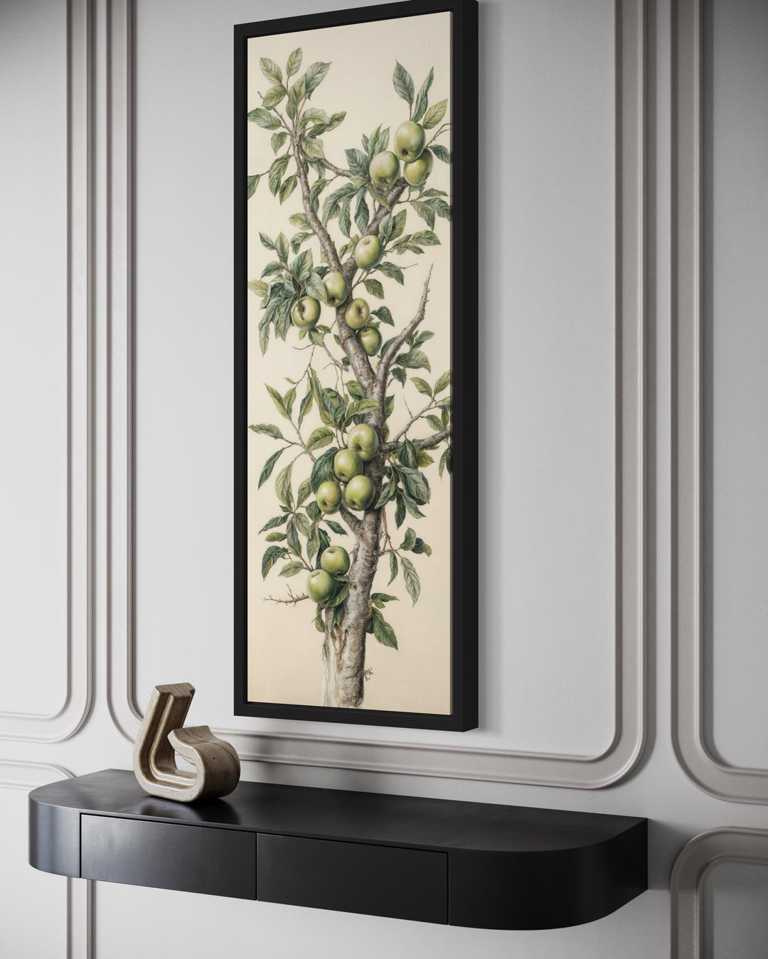 Long Vertical Apple Tree Branch Framed Canvas Wall Art