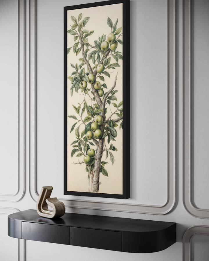 Long Vertical Apple Tree Branch Framed Canvas Wall Art