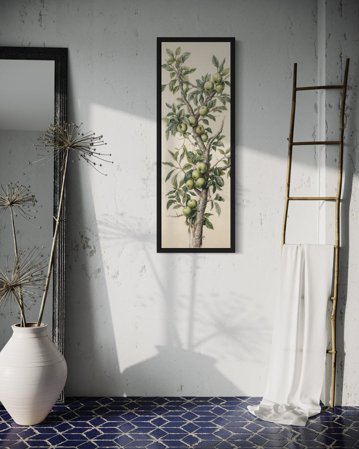 Long Vertical Apple Tree Branch Framed Canvas Wall Art