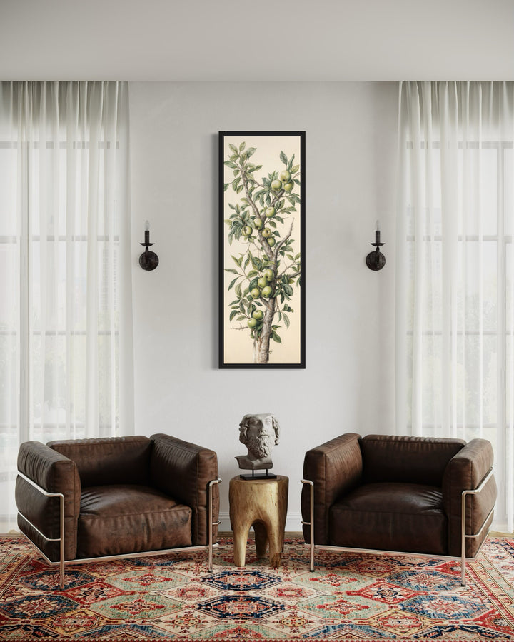 Long Vertical Apple Tree Branch Framed Canvas Wall Art