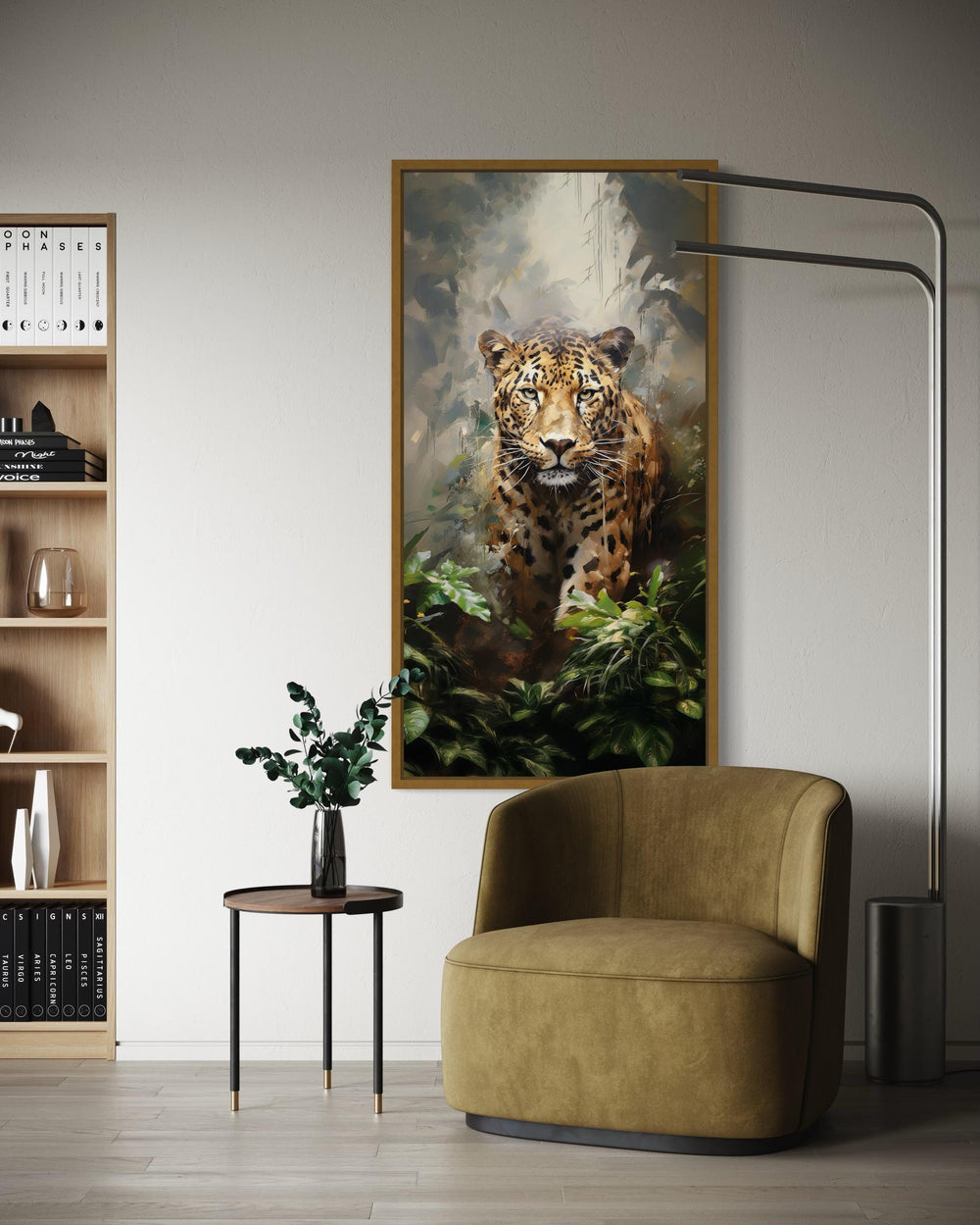 Long Vertical Jaguar Framed Canvas Wall Art