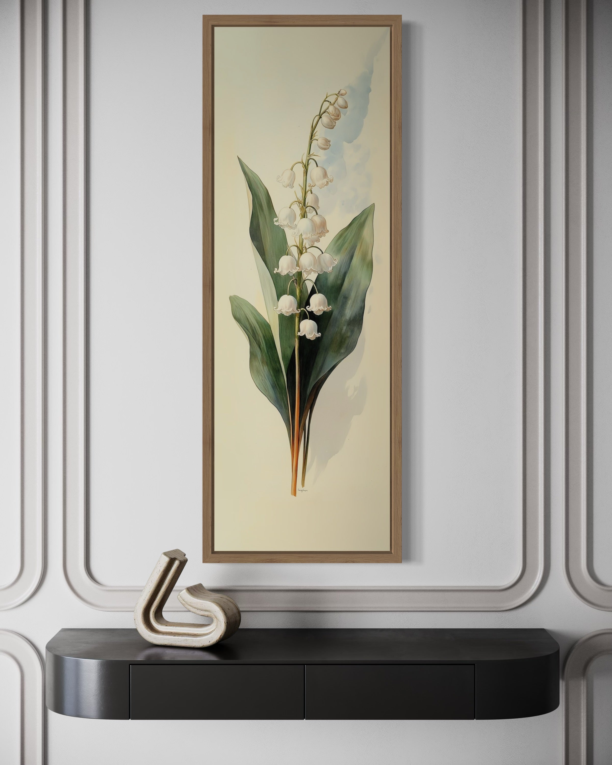 Lily of The Valley Watercolor Wall Art | Vertical Botanical Decor