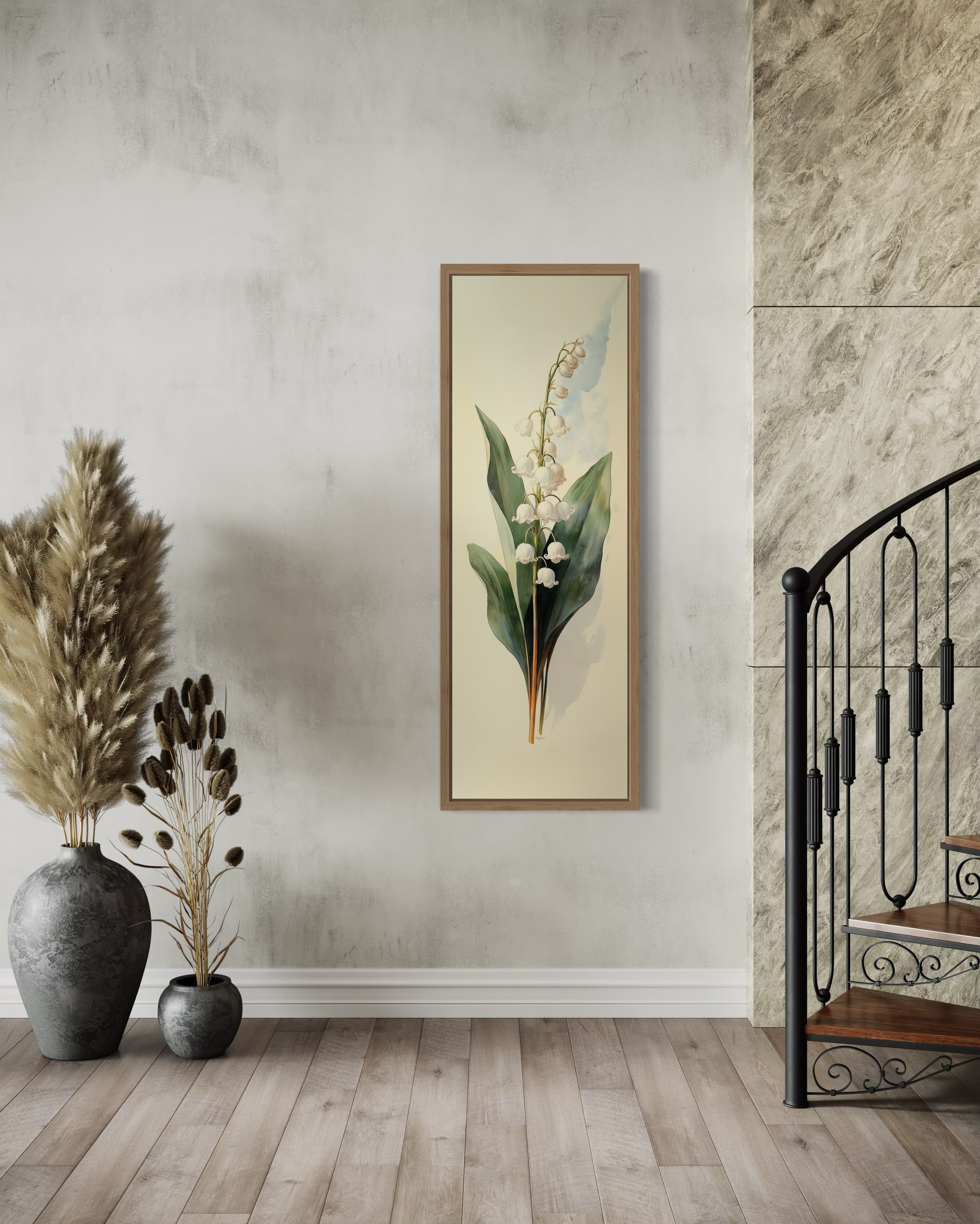 Lily of The Valley Watercolor Wall Art | Vertical Botanical Decor