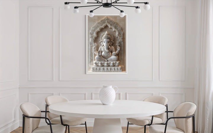 Lord Ganesh Sculpture Painting Framed Canvas Wall Art