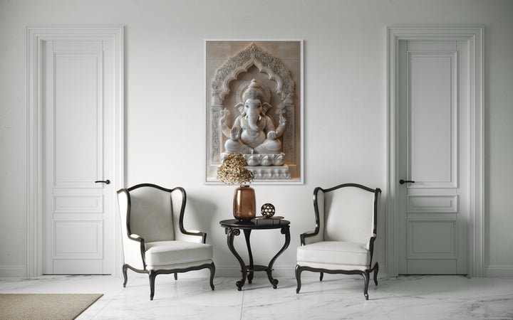 Lord Ganesh Sculpture Painting Framed Canvas Wall Art