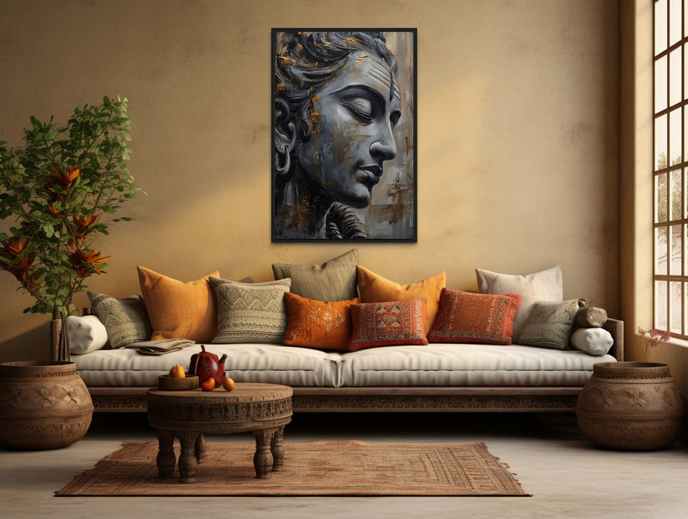 Lord Shiva Abstract Painting Indian Wall Art "Shiva's Gaze" in indian room