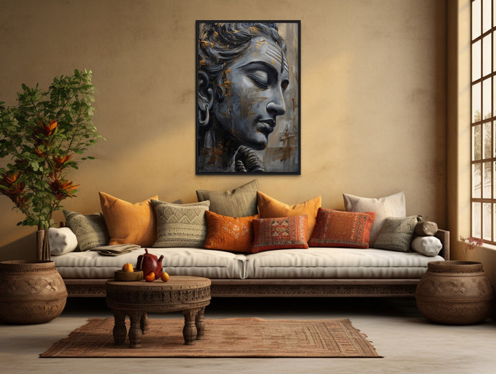 Lord Shiva Abstract Painting Indian Framed Canvas Wall Art