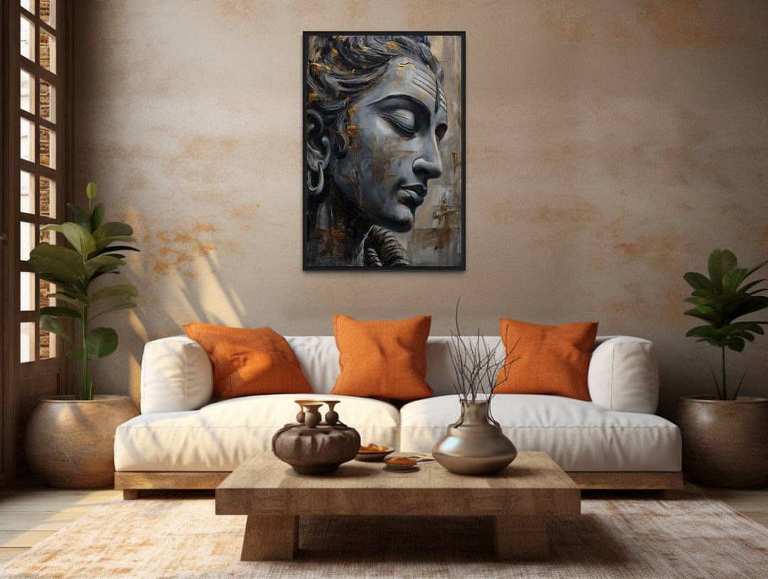 Lord Shiva Abstract Painting Indian Framed Canvas Wall Art