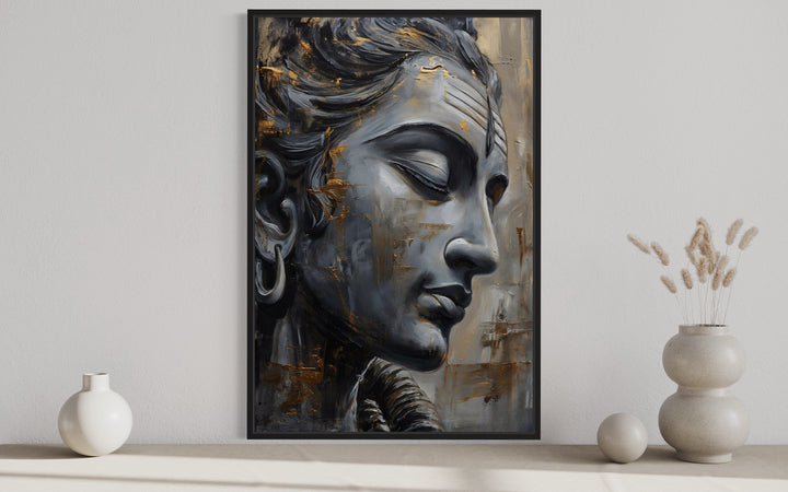 Lord Shiva Abstract Painting Indian Framed Canvas Wall Art