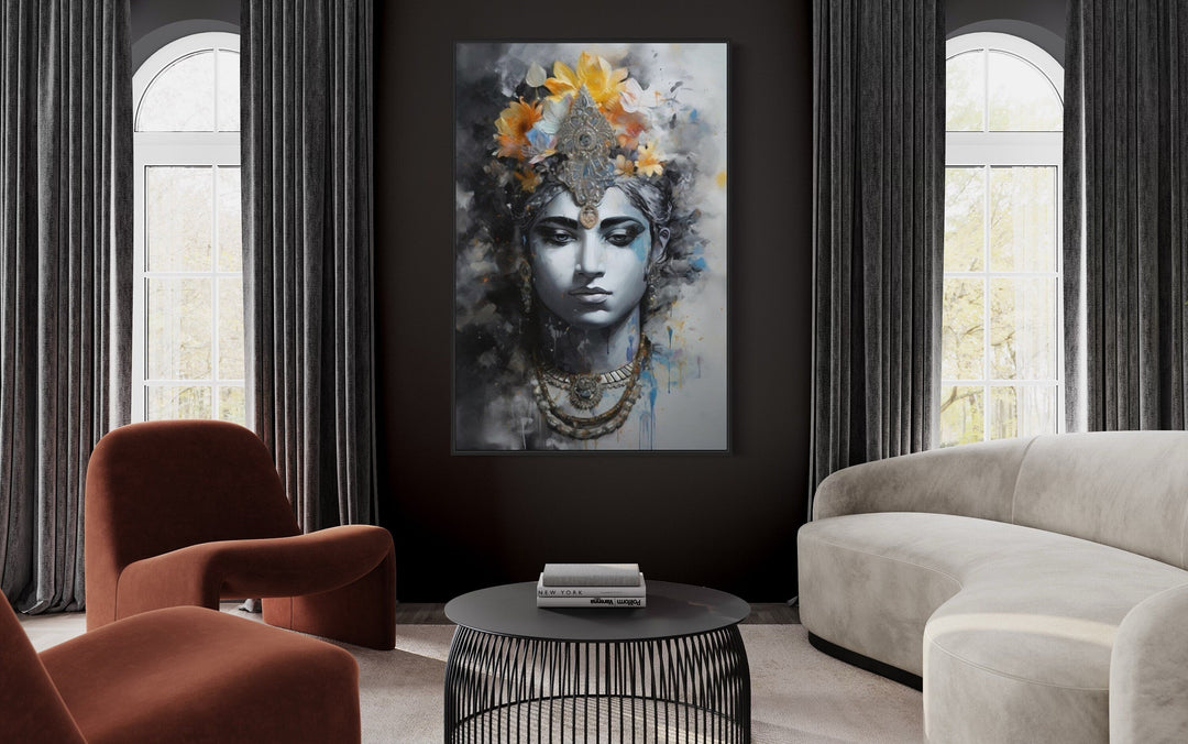 Lord Vishnu Indian Wall Art "Divine Gaze" in modern home