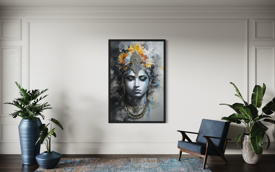 Lord Vishnu Modern Indian Framed Canvas Wall Art