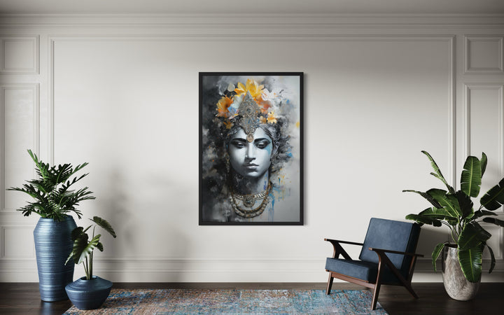 Lord Vishnu Modern Indian Framed Canvas Wall Art