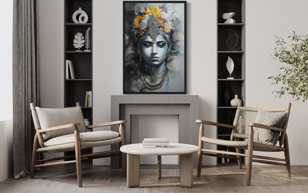 Lord Vishnu Modern Indian Framed Canvas Wall Art