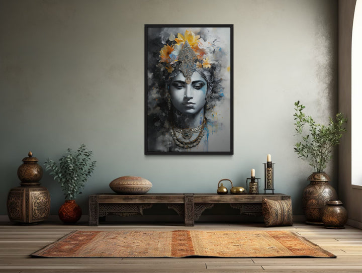 Lord Vishnu Modern Indian Framed Canvas Wall Art