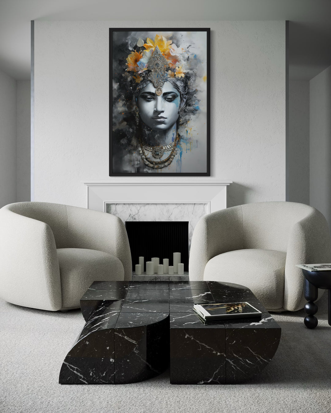 Lord Vishnu Modern Indian Framed Canvas Wall Art