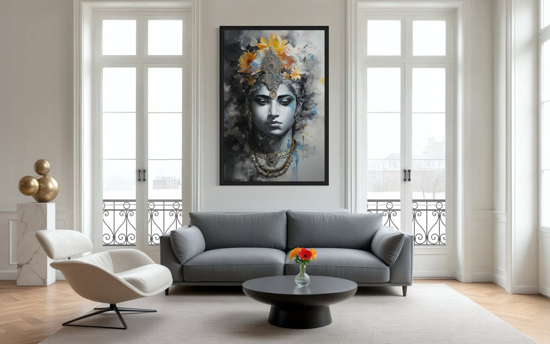 Lord Vishnu Modern Indian Framed Canvas Wall Art