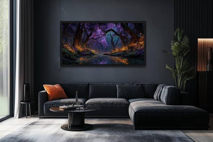 Magical Firefly Forest At Night Framed Canvas Wall Art