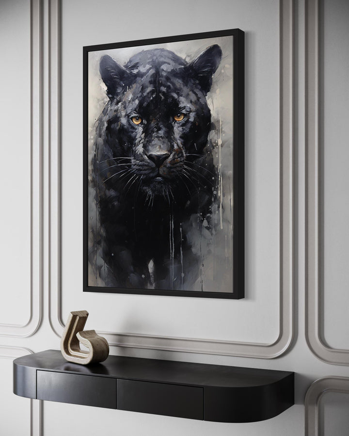 Majestic Black Panther Framed Canvas Wall Art