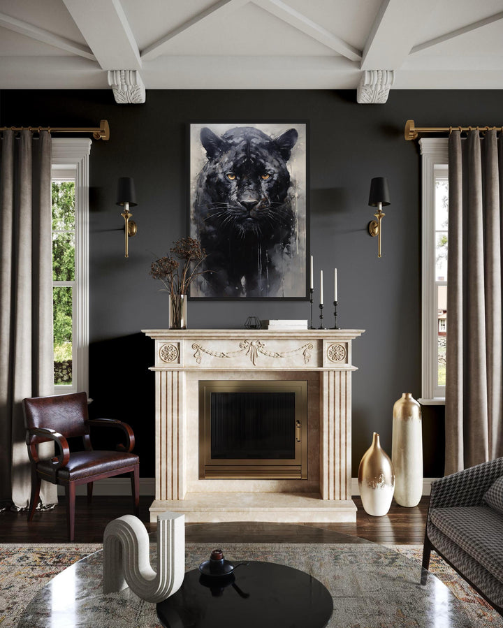 Majestic Black Panther Framed Canvas Wall Art