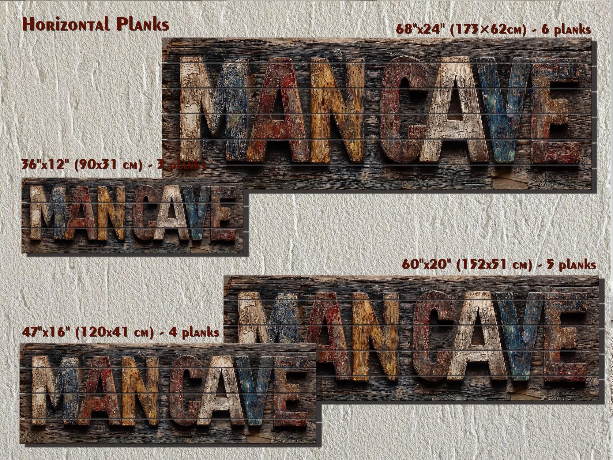 Man Cave Distressed Wood Sign | Rustic Den Wall Art – Wall Decor