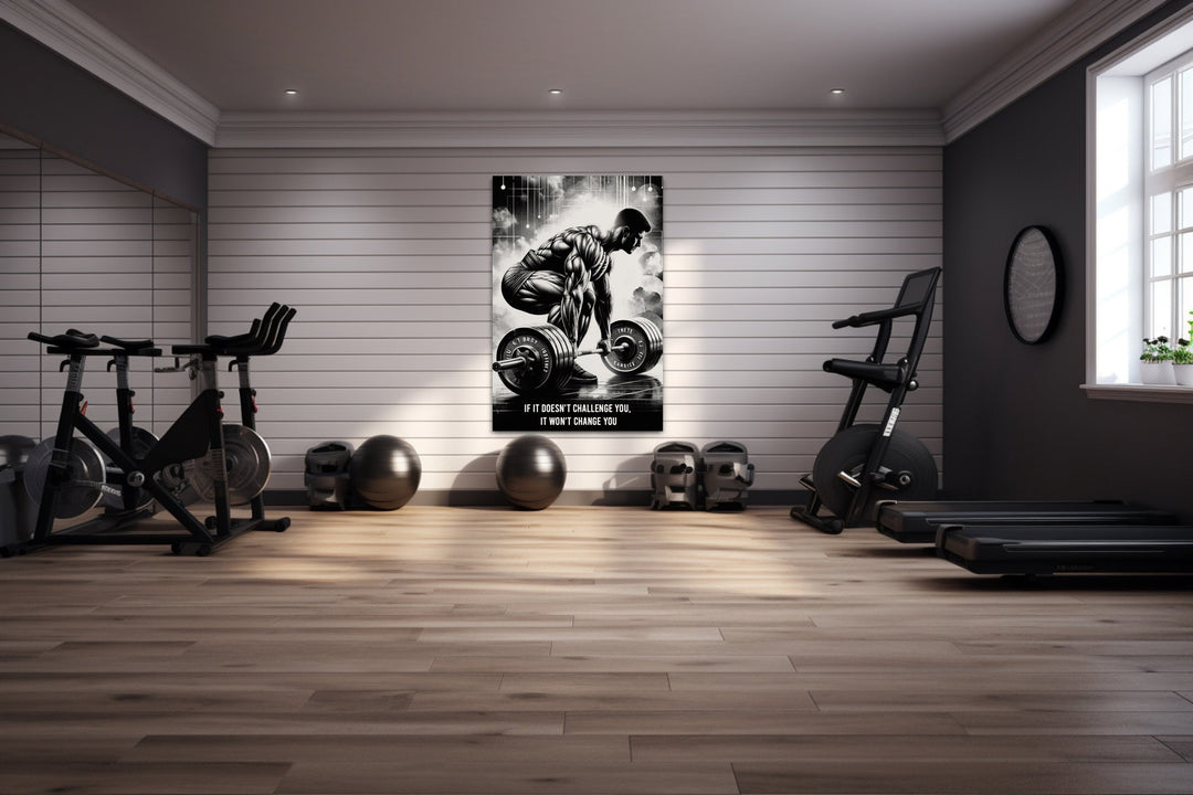 Man Doing Deadlift Challenge Motivational Gym Framed Canvas Wall Art