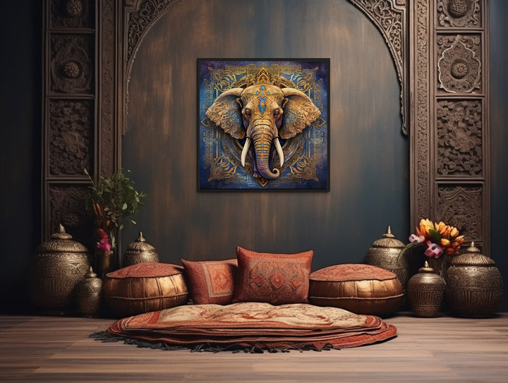 Mandala Elephant Indian Framed Canvas Wall Art