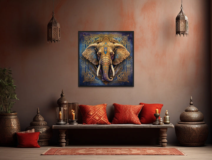 Mandala Elephant Indian Framed Canvas Wall Art