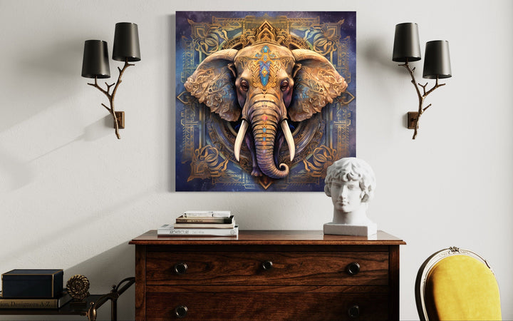 Mandala Elephant Indian Framed Canvas Wall Art