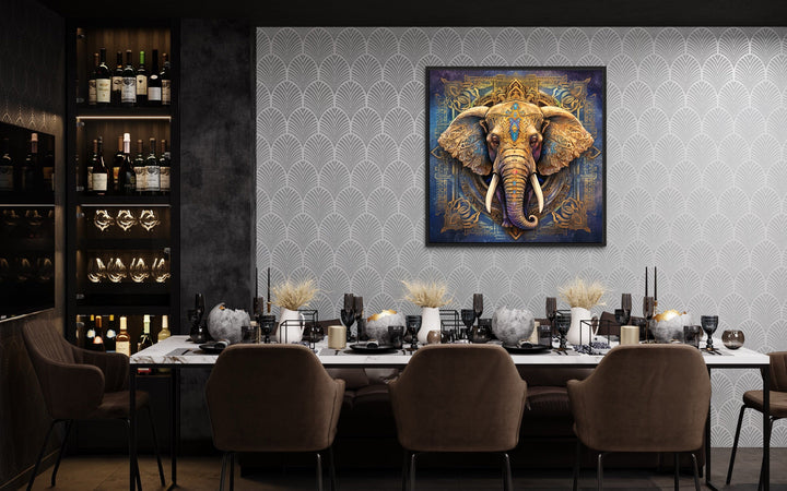 Mandala Elephant Indian Framed Canvas Wall Art