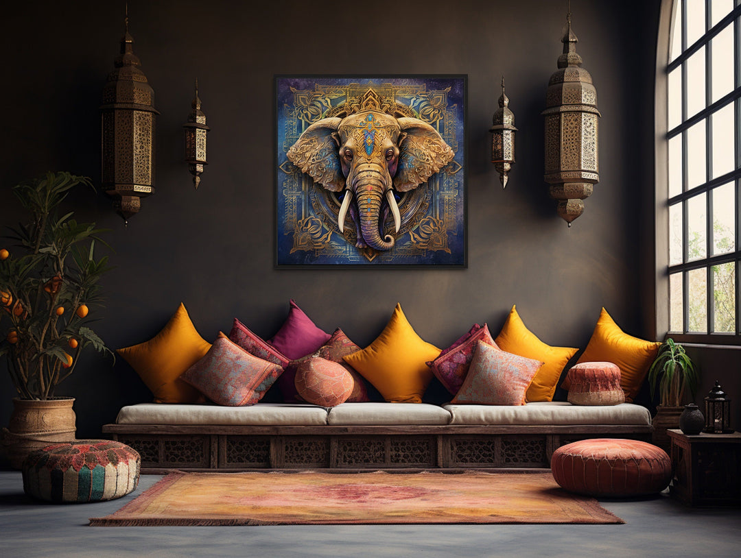 Mandala Elephant Indian Framed Canvas Wall Art