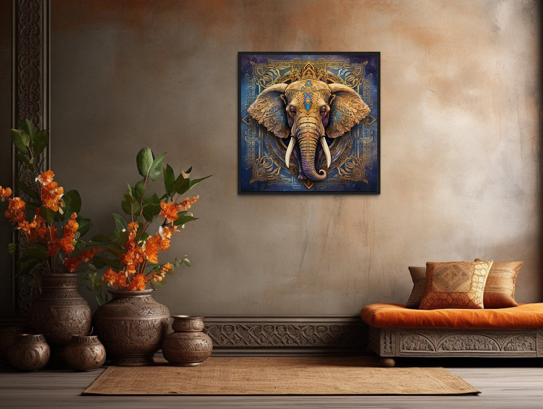 Mandala Elephant Indian Framed Canvas Wall Art