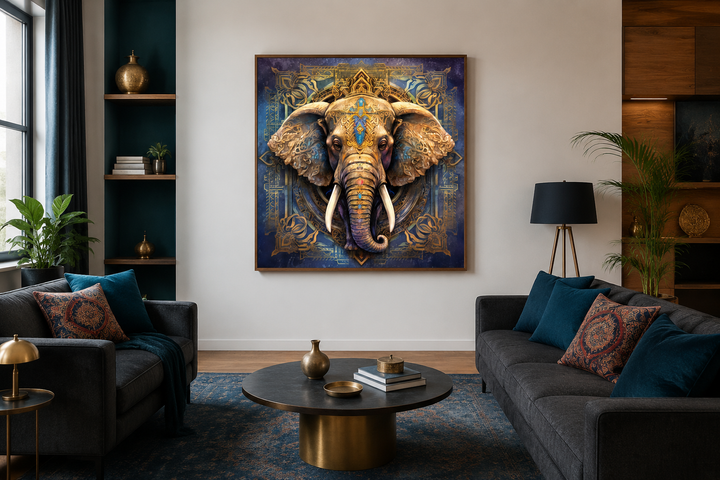 Mandala Elephant Indian Framed Canvas Wall Art