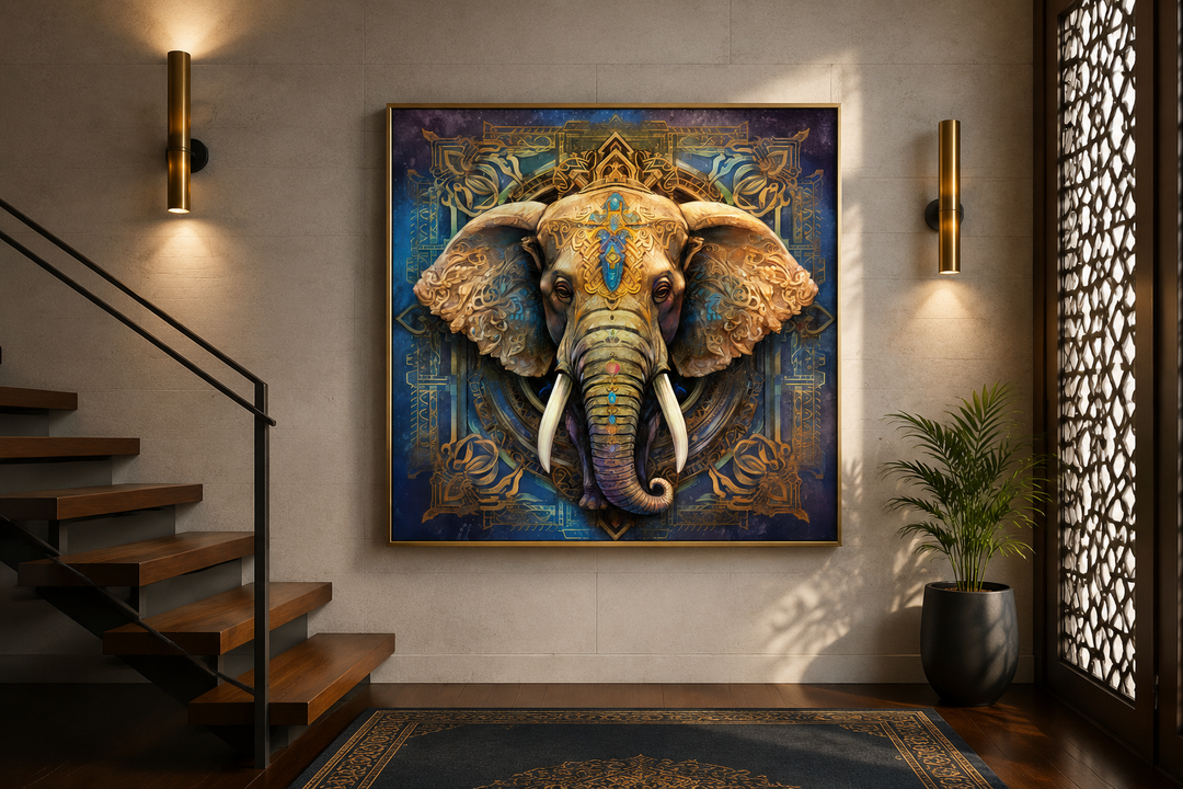 Mandala Elephant Indian Framed Canvas Wall Art