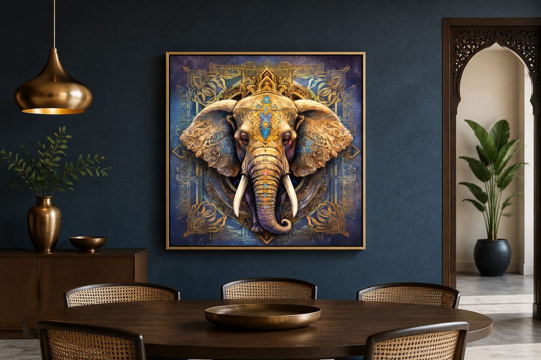 Mandala Elephant Indian Framed Canvas Wall Art