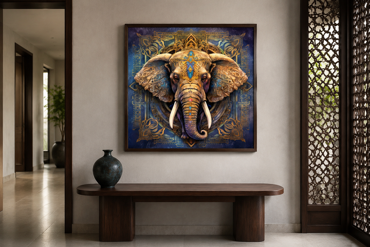 Mandala Elephant Indian Framed Canvas Wall Art