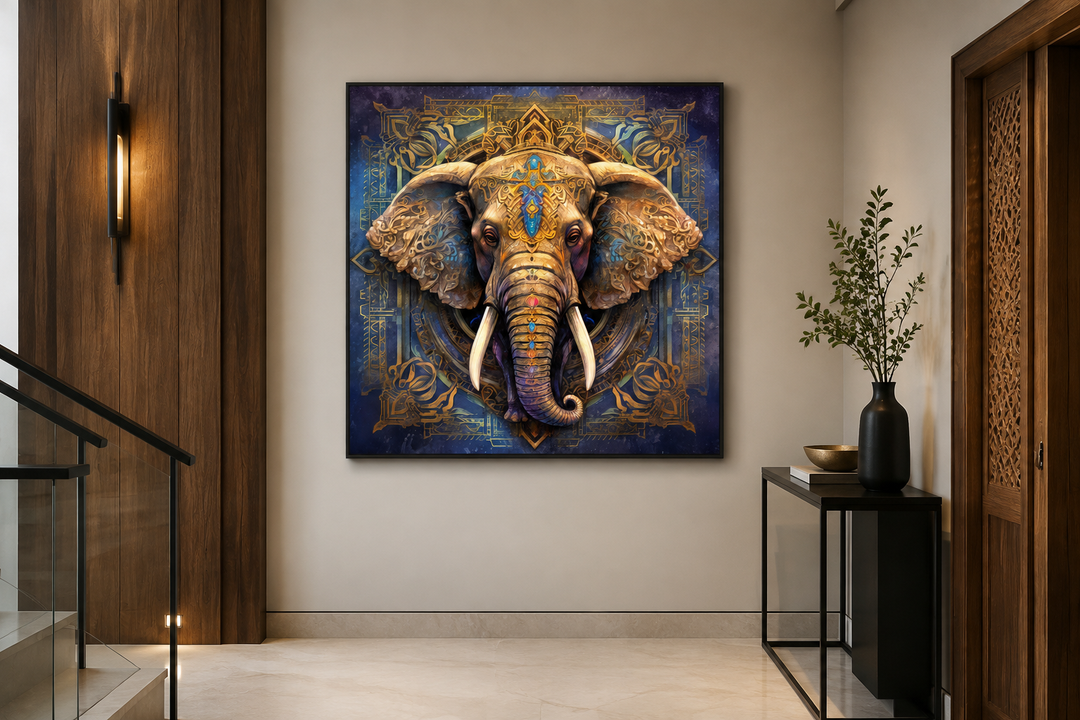 Mandala Elephant Indian Framed Canvas Wall Art