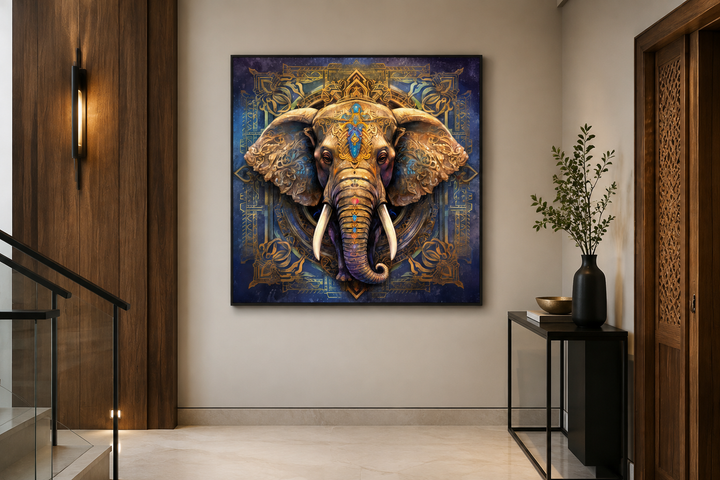 Mandala Elephant Indian Framed Canvas Wall Art